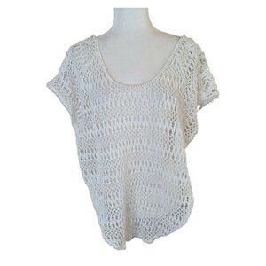 Victoria's Secret White Knit Crochet Open Back Tassel Coverup Top Size Medium